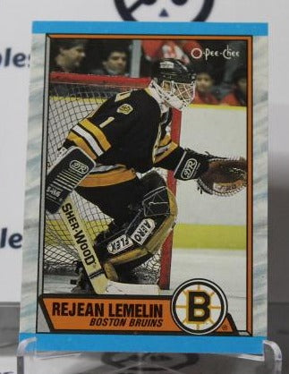 REJEAN LEMELIN # 40 O-PEE CHEE 1989-90 HOCKEY NHL GOALTENDER BOSTON BRUINS CARD