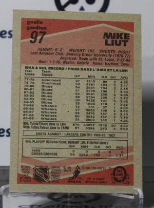 MIKE LIUT # 97 O-PEE CHEE 1989-90 HOCKEY NHL GOALTENDER HARTFORD WHALERS CARD