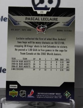 PASCAL LECLAIRE # 23 UPPER DECK BLACK ICE 2007-08 HOCKEY NHL GOALTENDER COLUMBUS BLUE JACKETS CARD