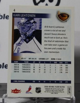 KARI LEHTONEN # 4 FLEER ULTRA 2008-09 HOCKEY NHL GOALTENDER ATLANTA THRASHERS CARD