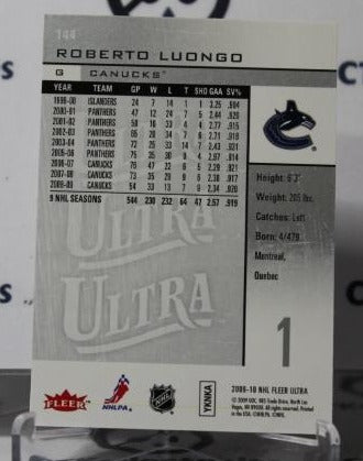 ROBERTO LUONGO # 144 FLEER ULTRA 2009-10 HOCKEY GOALTENDER VANCOUVER CANUCKS CARD