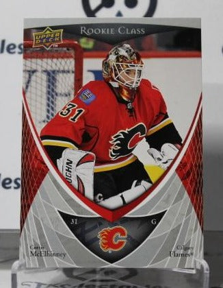 CURTIS McELHINNEY # 31 ROOKIE UPPER DECK 2007-08 HOCKEY NHL GOALTENDER CALGARY FLAMES CARD