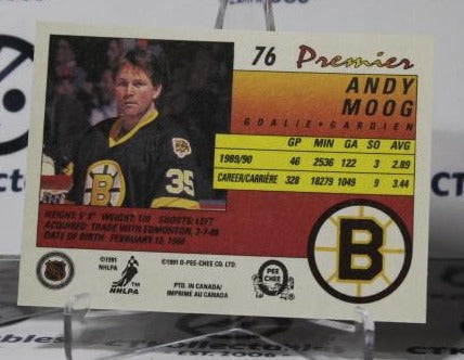 ANDY MOOG # 76 O-PEE CHEE PREIMER 1990-91 HOCKEY NHL GOALTENDER BOSTON BRUINS CARD