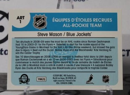 STEVE MASON # ART 1 ROOKIE O-PEE CHEE 2009-10 HOCKEY NHL GOALTENDER COLUMBUS BLUE JACKETS CARD