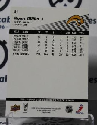 RYAN MILLER # 81 UPPER DECK 2009-10 HOCKEY NHL GOALTENDER BUFFALO SABRES CARD