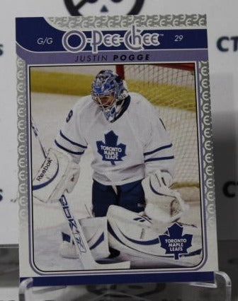 JUSTIN POGGE # 169 O-PEE CHEE 2009-10 HOCKEY NHL GOALTENDER TORONTO MAPLE LEAFS CARD