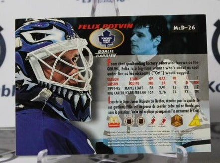 FELIX POTVIN # McD-26 PINNACLE McDONALD'S 1995-96 HOCKEY GOALTENDER TORONTO MAPLE LEAFS CARD