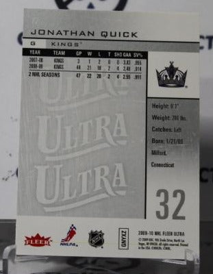 JONATHAN QUICK # 72 FLEER ULTRA 2009-10 HOCKEYNHL GOALTENDER L A KINGS CARD