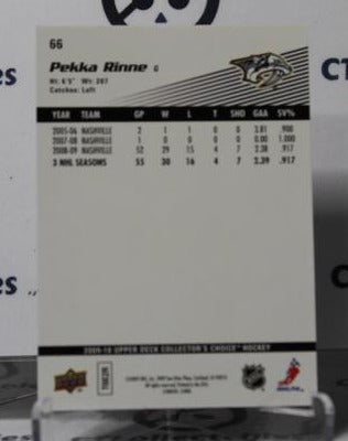 PEKKA RINNE # 66 UPPER DECK 2009-10 HOCKEY GOALTENDER NASHVILLE PREDATORS CARD