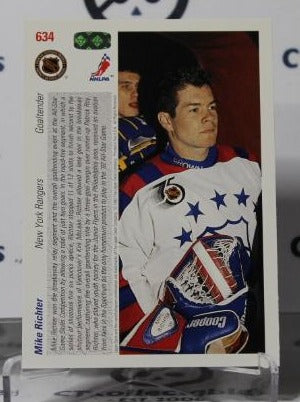 MIKE RICHTER # 634 UPPER DECK 1991-92 HOCKEY NHL GOALTENDER NEW YORK RANGERS CARD