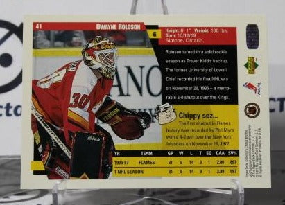 DWAYNE ROLOSON # 41 RC UPPER DECK 1997-98 HOCKEY NHL GOALTENDER CALGARY FLAMES CARD