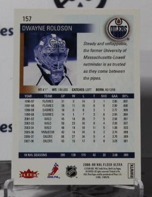 DWAYNE ROLOSON # 157 FLEER ULTRA 2008-09 HOCKEY NHL GOALTENDER EDMONTON OILERS CARD