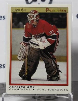 PATRICK ROY # 101 O-PEE CHEE PREMIER 1990-91 HOCKEY NHL GOALTENDER MONTREAL CANADIANS CARD