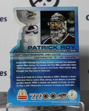 PATRICK ROY # 2  DIE CUT PACIFIC McDONALD'S 2002-03 HOCKEY GOALTENDER COLORADO AVALANCHE CARD