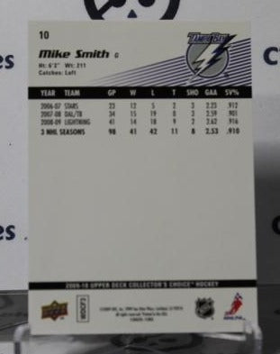 MIKE SMITH # 10 UPPER DECK 2009-10 HOCKEY NHL GOALTENDER TAMPA BAY LIGHTNING CARD