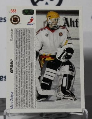 MARC SELIGER # 683 ROOKIE UPPER DECK 1991-92 HOCKEY GOALTENDER  TEAM GERMANY CARD