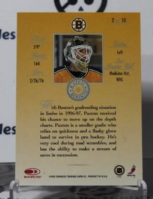 PAXTON SCHAFER # 2 OF 10 RC DONRUSS 1997-98 HOCKEY GOALTENDER BOSTON BRUINS NHL CARD