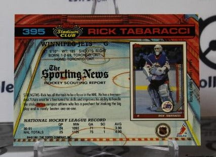 RICK TABARACCI # 395 TOPPS STADIUM CLUB 1991-92 HOCKEY NHL GOALTENDER  WINNIPEG JETS CARD