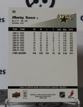 MARTY TURCO # 45 UPPER DECK 2009-10 HOCKEY NHL GOALTENDER DALLAS STARS CARD