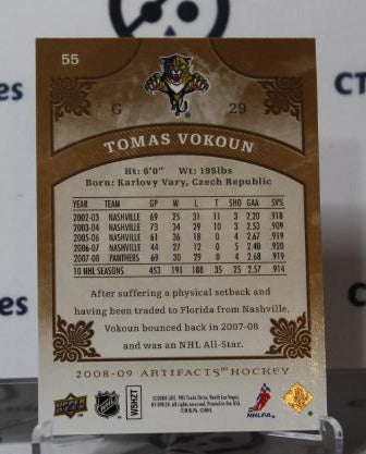 TOMAS VOKOUN # 55 UPPER DECK ARTIFACTS 2008-09 HOCKEY NHL GOALTENDER FLORIDA PANTHERS CARD