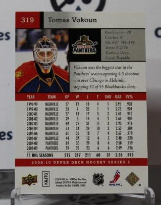 TOMAS VOKOUN # 319 UPPER DECK 2009-10 HOCKEY NHL GOALTENDER FLORIDA PANTHERS CARD