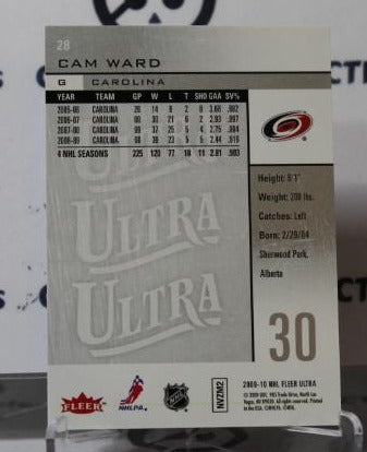 CAM WARD # 28 FLEER ULTRA 2009-10 HOCKEY NHL GOALTENDER CAROLINA HURRICANES CARD