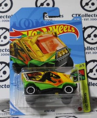 HOT WHEELS MATTEL AERO POD 2/5 DINO RIDERS 26/250 LONG CARD 2020