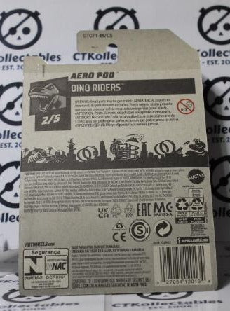 HOT WHEELS MATTEL AERO POD 2/5 DINO RIDERS 26/250 LONG CARD 2020
