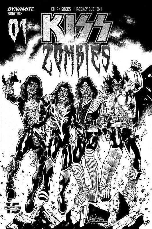 KISS ZOMBIES # 01 VARIANT DESTROYER B&W 1:30 COVER DYNAMITE COMICS NM 2019