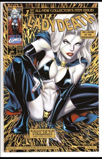 LADY DEATH # 1  VARIANT EDITION GOLD SIGNED MARA T COVER HOMAGE  SPIDER-MAN # 1 COVER MARVEL COMIC BOOK 2018