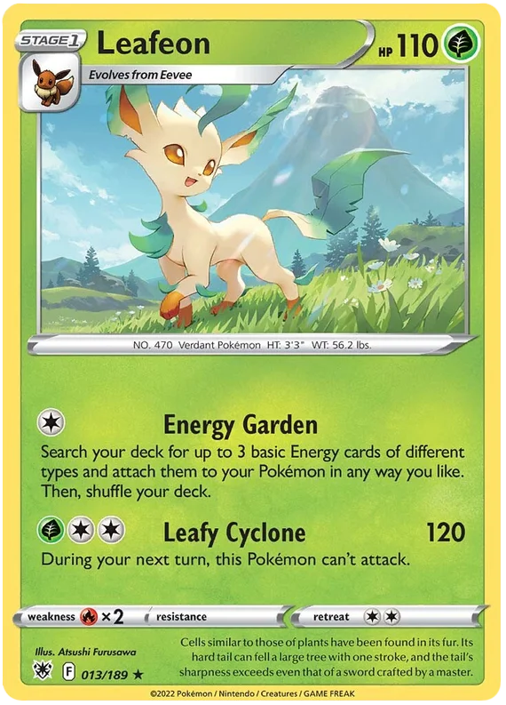 Leafeon Rare Base Card #013/189 2022 Sword & Shield Astral Radiance Pokemon Card