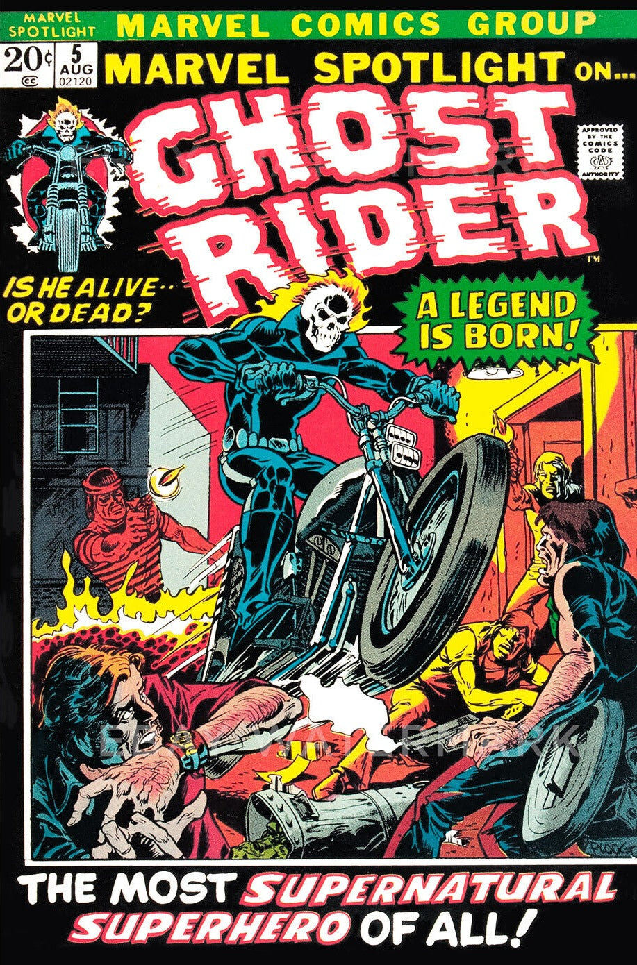 MARVEL SPOTLIGHT ON GHOST RIDER  # 5 FIRST APPEARANCE  KEY ISSUE RARE  MARVEL COMIC BOOK 1972