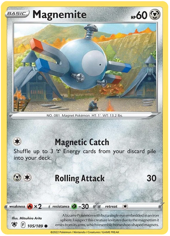 Magnemite Base Card #105/189 2022 Sword & Shield Astral Radiance Pokemon Card