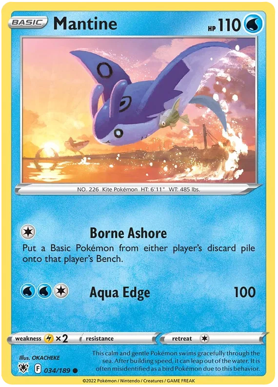 Mantine Base Card #034/189 2022 Sword & Shield Astral Radiance Pokemon Card