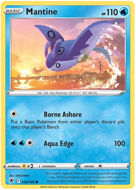 Mantine Base Card #034/189 2022 Sword & Shield Astral Radiance Pokemon Card