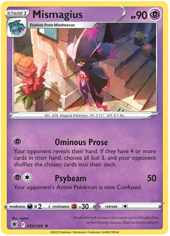 Mismagius Base Card #059/189 2022 Sword & Shield Astral Radiance Pokemon Card