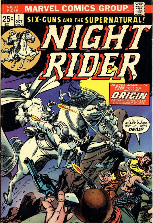 NIGHT RIDER # 1  SIX-GUNS AND THE SUPERNATURAL MARVEL COMIC BOOK 1974
