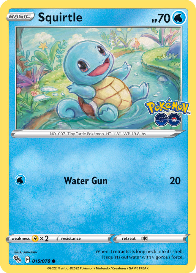 Squirtle Base Card #015/078 2022 Sword & Shield Pokemon Go Pokemon Card