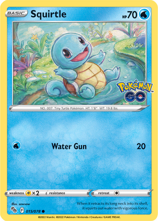 Squirtle Base Card #015/078 2022 Sword & Shield Pokemon Go Pokemon Card