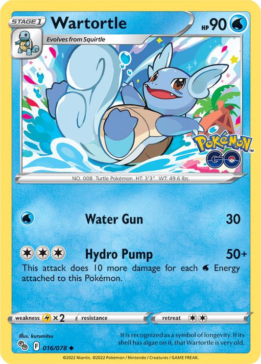 Wartortle Base Card #016/078 2022 Sword & Shield Pokemon Go Pokemon Card