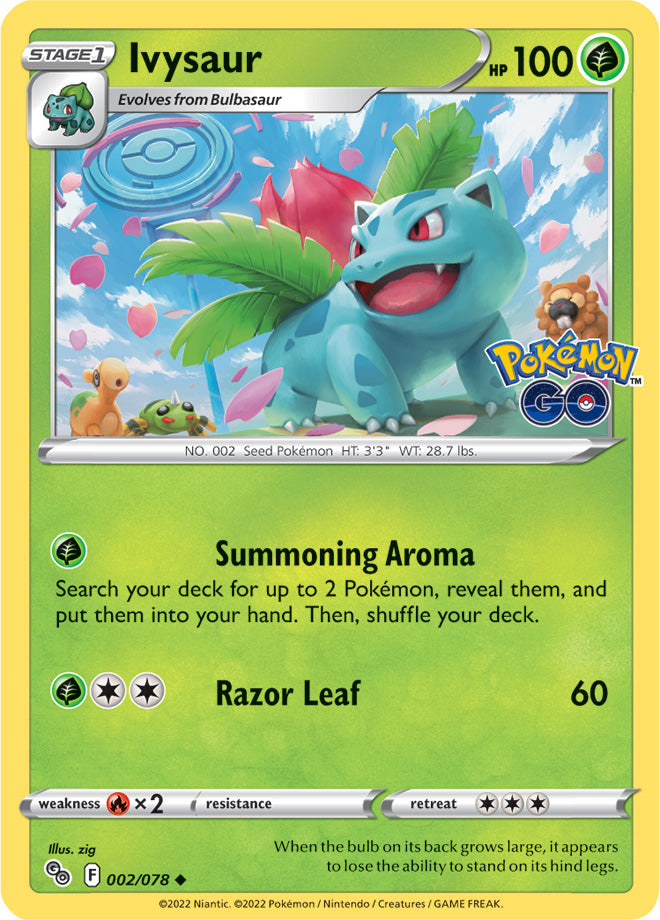 Ivysaur Base Card #002/078 2022 Sword & Shield Pokemon Go Pokemon Card