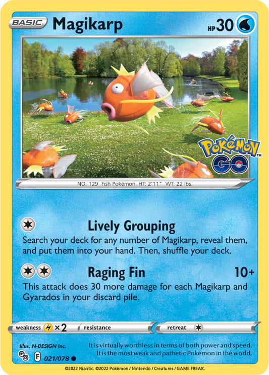 Magikarp Base Card #021/078 2022 Sword & Shield Pokemon Go Pokemon Card