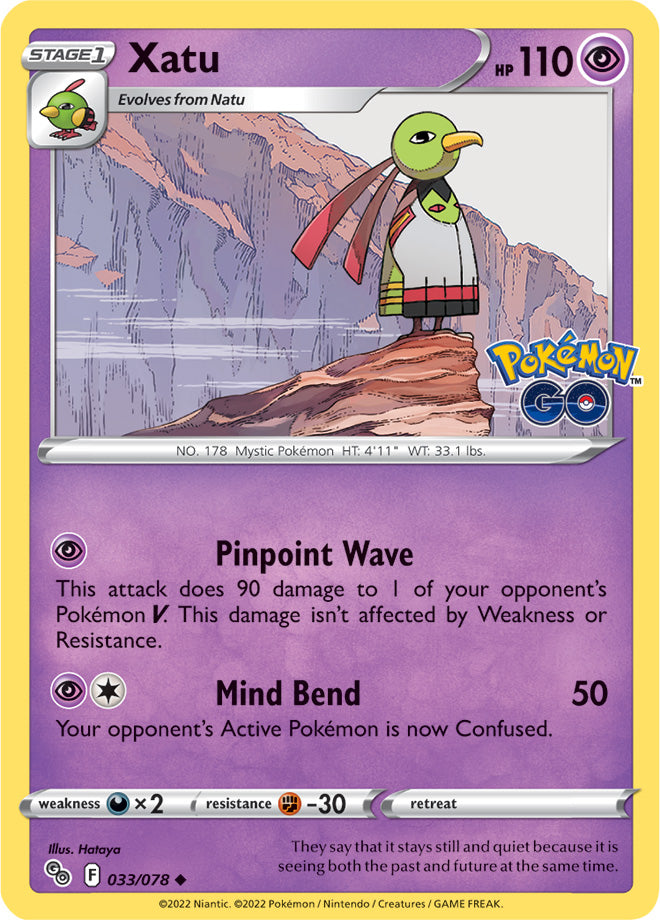 Xatu Base Card #033/078 2022 Sword & Shield Pokemon Go Pokemon Card