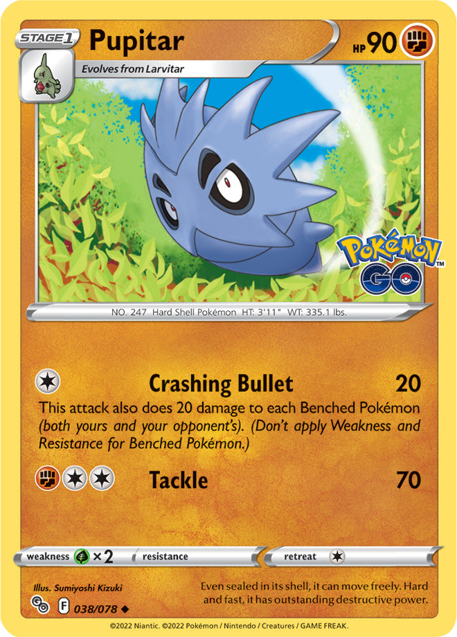 Pupitar Base Card #038/078 2022 Sword & Shield Pokemon Go Pokemon Card