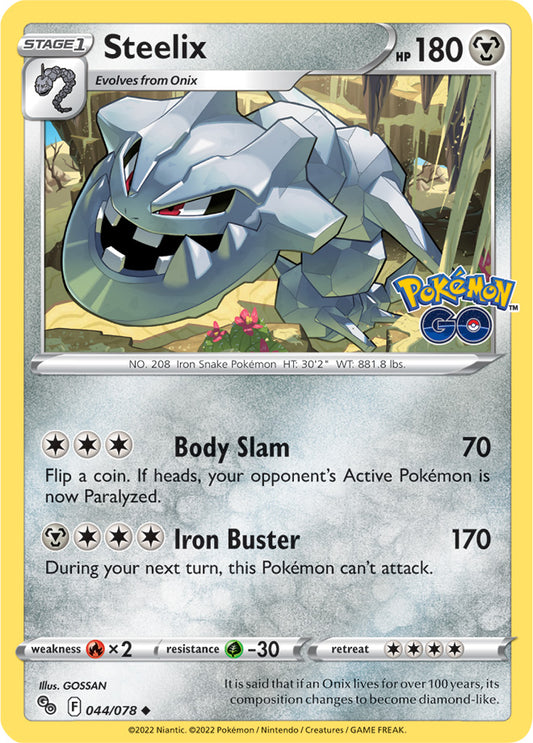 Steelix Base Card #044/078 2022 Sword & Shield Pokemon Go Pokemon Card