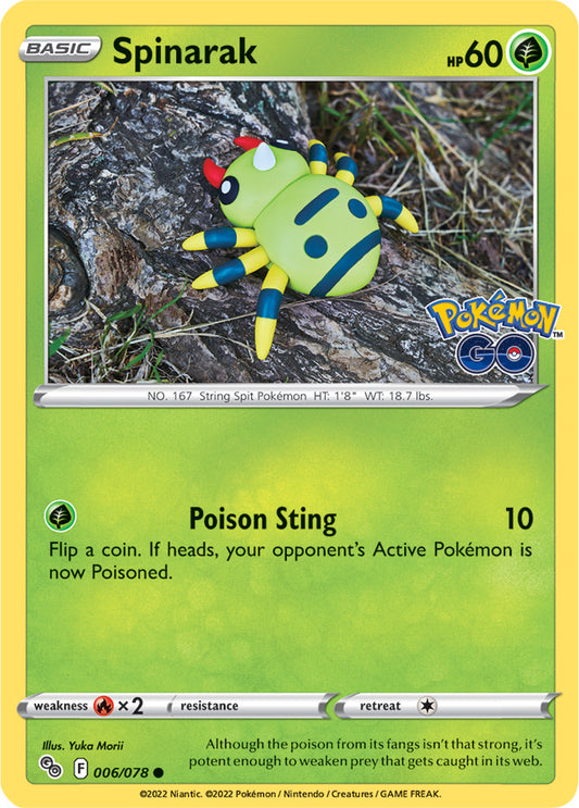 Spinarak Base Card #006/078 2022 Sword & Shield Pokemon Go Pokemon Card