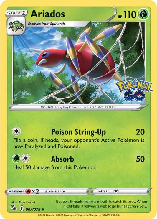 Ariados Base Card #007/078 2022 Sword & Shield Pokemon Go Pokemon Card