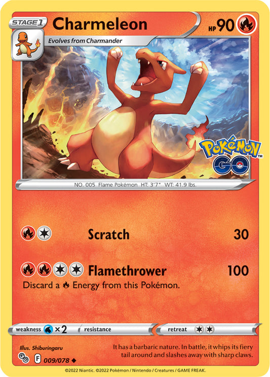 Charmeleon Base Card #009/078 2022 Sword & Shield Pokemon Go Pokemon Card