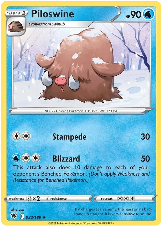 Piloswine Base Card #032/189 2022 Sword & Shield Astral Radiance Pokemon Card