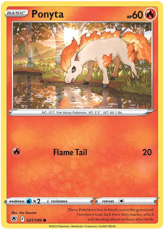 Ponyta Base Card #021/189 2022 Sword & Shield Astral Radiance Pokemon Card